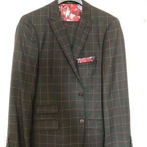 Paisley & Gray Charcoal / Red Window Pane Suit